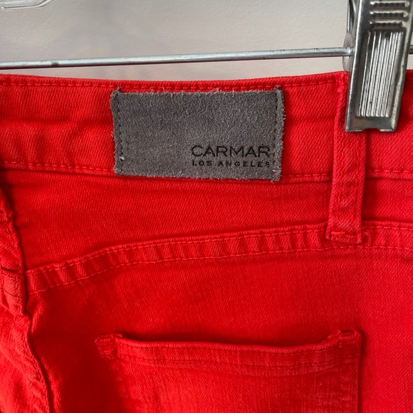Skinny Bright Red Carmar Jeans Size 25 High Rise - Picture 8 of 9